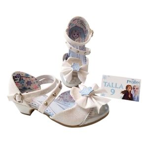 Disney Frozen Elsa Glitter Dress Shoes Toddler Girl's Size 9 Sparkling White